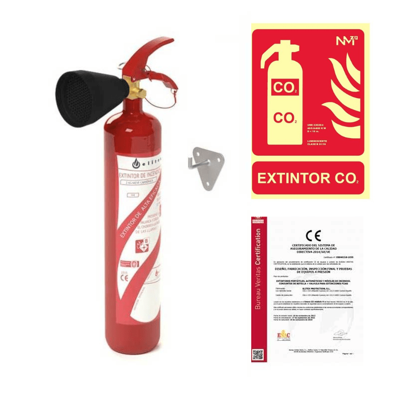 Extintor CO2 2kg con señal extintor co2